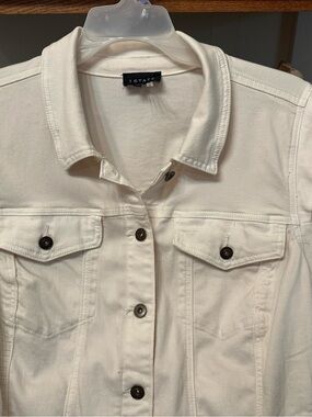 Cream White Denim Jacket with Button Front Women’s 3X